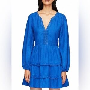 Women’s ROLLER RABBIT Naema Linen Tiered Royal Blue Beautiful Dress Size M NEW